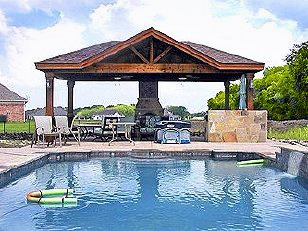 Pavillion with hipped sides and gable front